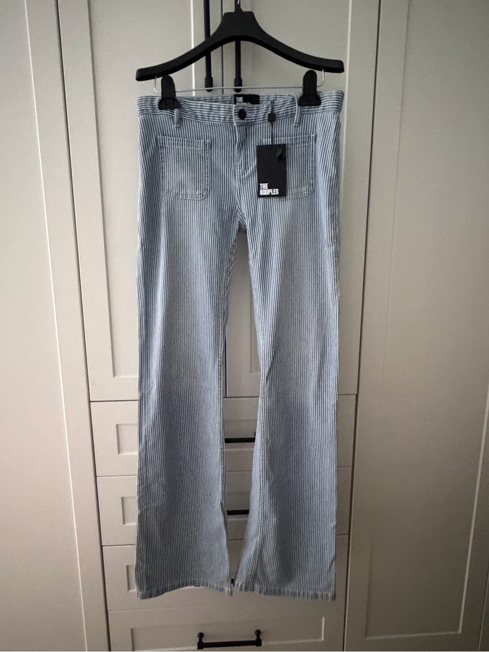 The Kooples Light Blue Pinstripe Wide-Leg Jeans